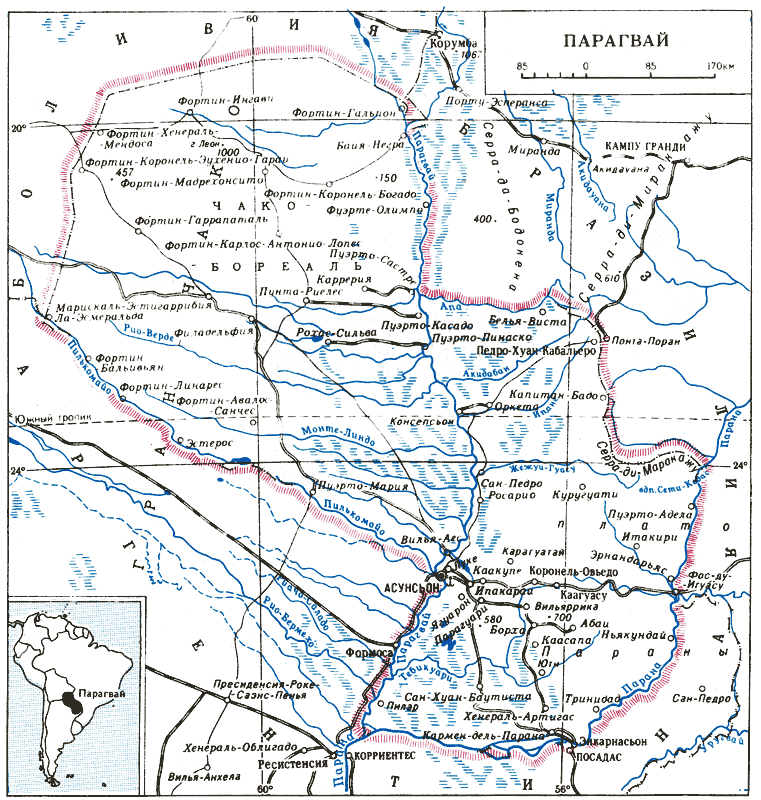 Парагвай.  Карта.